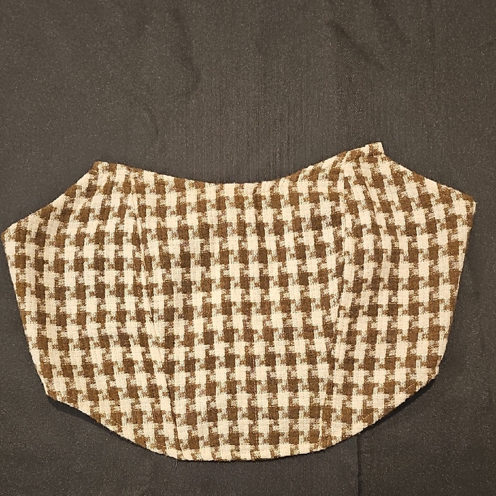 Blue Blush Brown Houndstooth Corset Crop Top Size L
